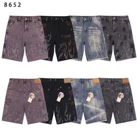 Hell Star Hot Diamond Denim Shorts for Men and Women-1643  