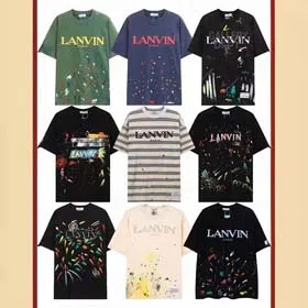 Lanvin European and American classic embroidery print ink splash men's short-sleeved T-shirt-1880  