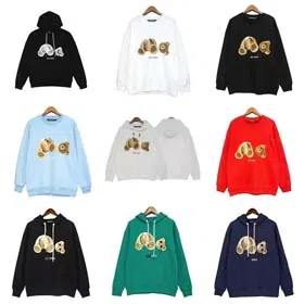 Palm Angels Broken head embroidered bear hoodie-2215  