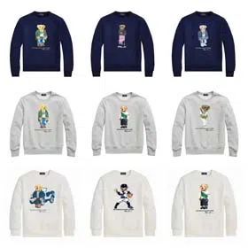 Ralph Laure Polo Sport Warm couple sweatshirt with bear print casual-2252  