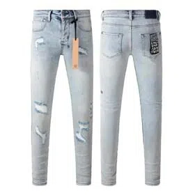 KSUBI men's casual light color vintage distressed washed skull print slim fit jeans (840 styles)-2472  