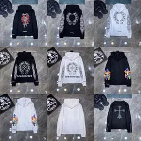 Chrome Hearts CH 2025 Colorful Cross Leather Sanskrit Hooded Sweatshirt for Casual and Versatile-2516  