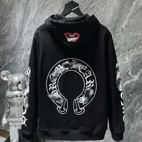 Chrome Hearts New Pure Cotton Cross American Horseshoe Printed Hooded Loose Sweatshirt-2524  