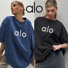 ALO Yoga Clothes Women European and American Loose Casual Short Sleeve T-shirt (9 styles)-2568  