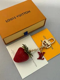 Louis Vuitton LV red pink strawberry bag decoration keychain pendant-3583  