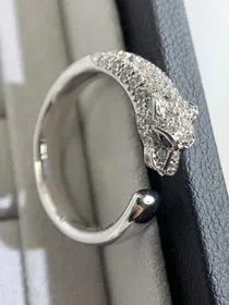 Cartier micro-inlaid half diamond leopard ring-3670  