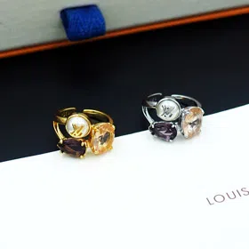Louis Vuitton LV metal flower claw diamond ring-3807  