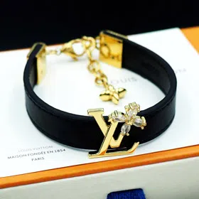 Louis Vuitton LV leather letter diamond metal chain bracelet-3809  