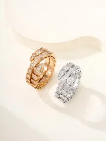 Bulgari full diamond 3 circles snake ring-3825  