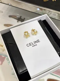 Celine Pearl Gold Arc de Triomphe Earrings-3897  