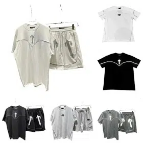 Trapstar Sword Reflective Print Lettering Short Sleeve T-Shirt Shorts Set-2827  