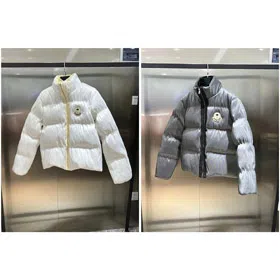 MONCLER GENIUS x Palm Angels joint model maya series solid color long-sleeved hoodless stand collar short down jacket-4275  