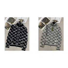 Gucci lettering full zipper stand collar long-sleeved sweater-4307  
