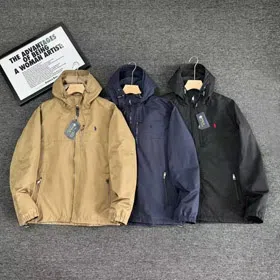 Polo Ralph Lauren solid color hooded zipper long sleeve jacket-4365  
