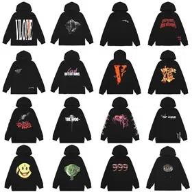 VLONE ZIP HOODIE Cracked Print Large VLogo Hooded Sweatshirt-4450  