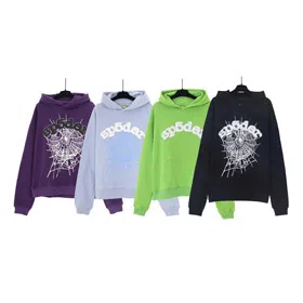 Sp5der graphic print hooded pullover long-sleeved sweatshirt-4605  