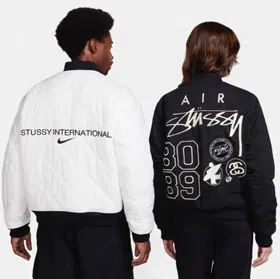 Nike x Stussy Collaboration Logo Embroidered Reversible Bomber Jacket-4815  