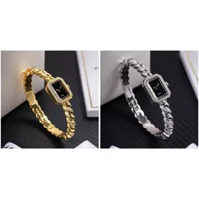 Chanel square-faced women's watch with a stylish chain-link woven strap-5113  