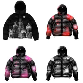 PLAYS Printed Warm Hooded Puffer Jacket-5127  