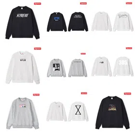 Supreme printed loose-fitting crewneck sweatshirt with terry fabric lining-5183  