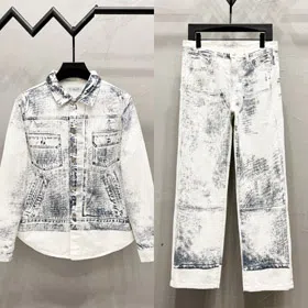 Dior's new ink wash sketch print and graffiti denim set-5319  