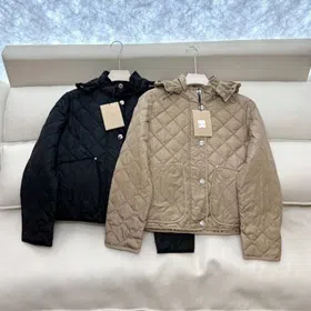 Burberry new casual quilted hooded plaid warm down jacket-5356  