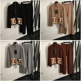 Fendi new knitted set with zipper and F-logo pockets-5376  