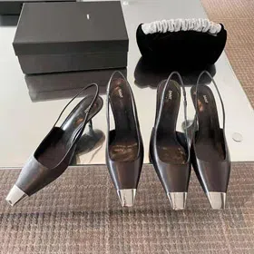 Yves Saint Laurent (YSL) high heels with metal toe caps-5738  