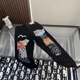EVISU new straight-leg embroidered denim jeans-5867  