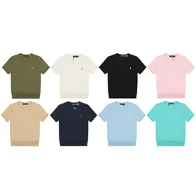 Polo Ralph Lauren Knitted Slimming Crew Neck Short Sleeve T-Shirt-6332  